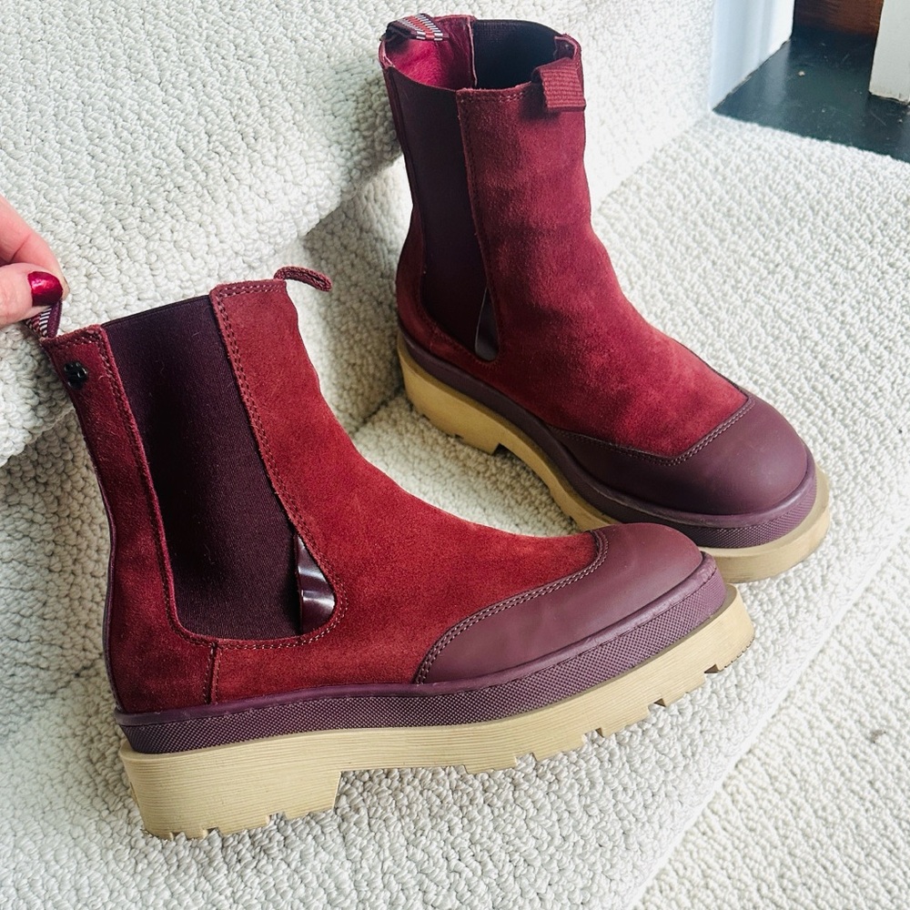 Scotch & Soda Burgundy Ankle  Platform Boots 38